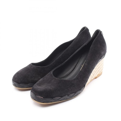 サルヴァトーレフェラガモ Salvatore Ferragamo ウェッジソール パンプス 靴 スウェード レザー レディース ブラック系 【中古】