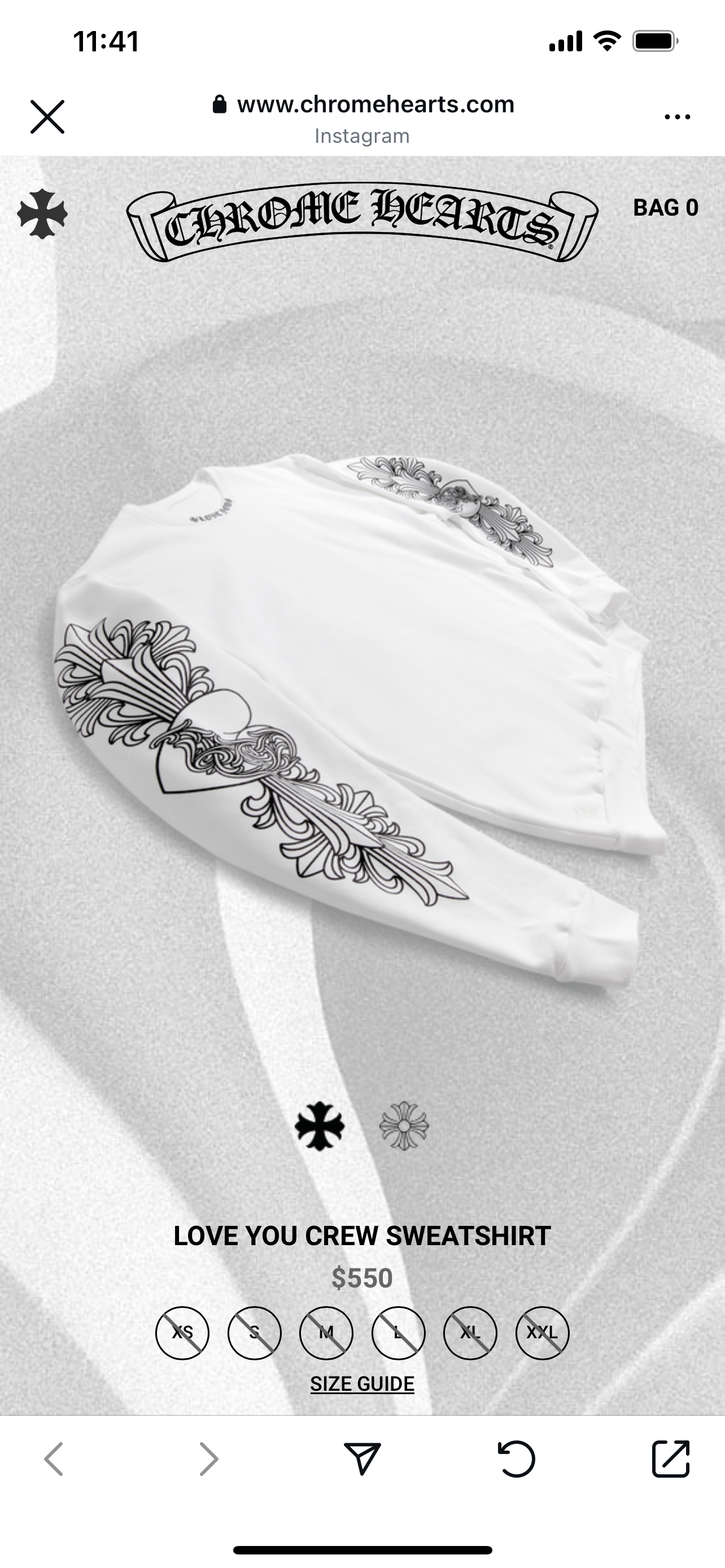 chrome hearts LOVE YOU CREW SWEATSHIRT