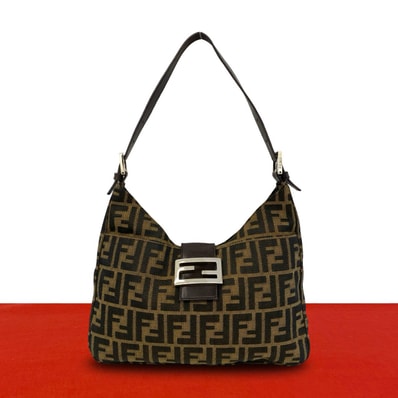 FENDI フェンディ ズッカ FF 柄 キャンバス レザー ショルダーバッグ ブラウン
53269
