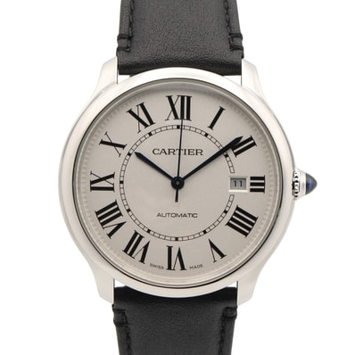 カルティエ CARTIER ロンド マスト ドゥ カルティエ 腕時計 時計 ステンレススチール レザーベルト メンズ シルバー系 WSRN0032 【中古】