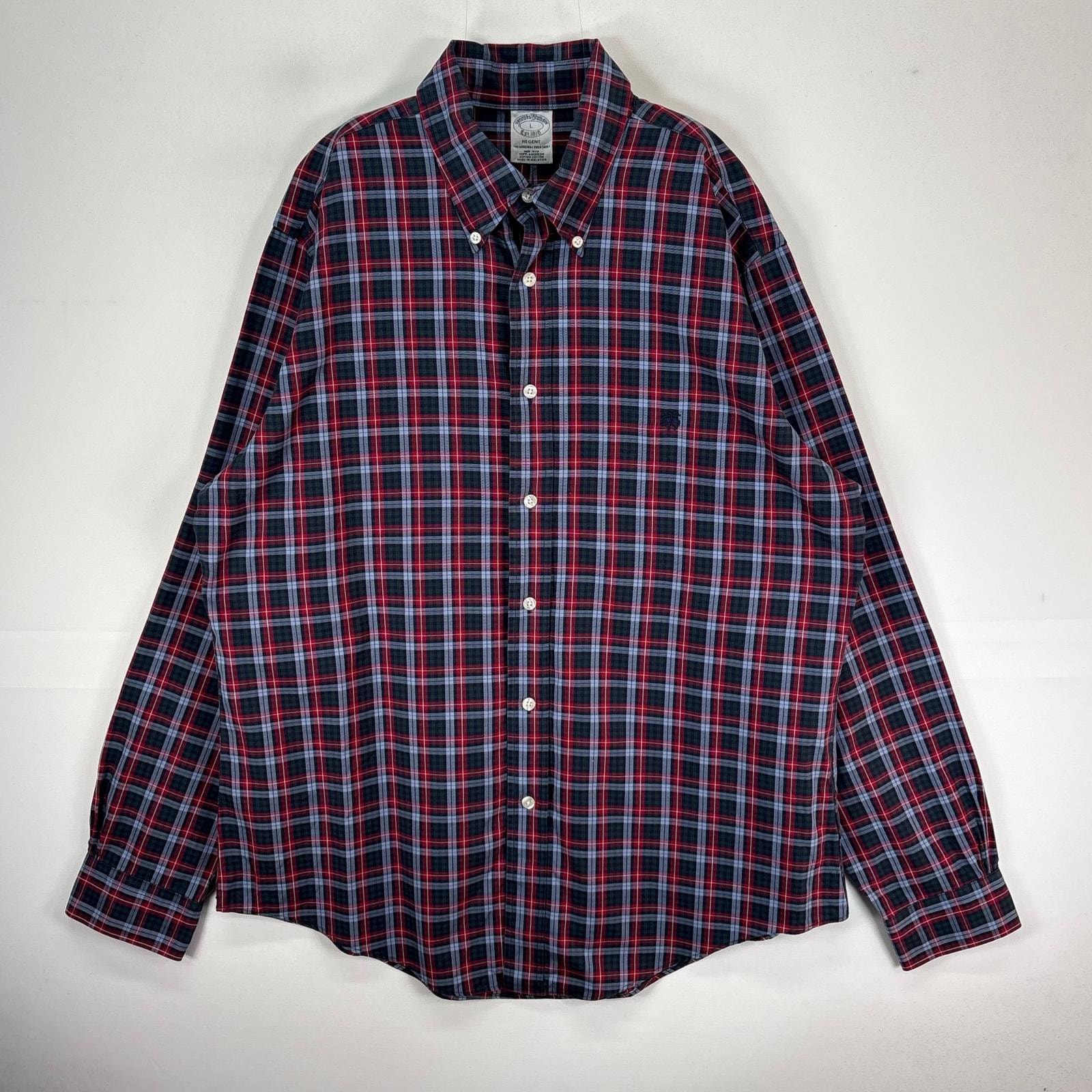 古着 ブルックスブラザーズ Brooks Brothers 長袖シャツ ボタンダウン ワンポイント L  レッド系 チェック メンズ