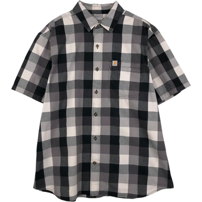 古着 カーハート Carhartt RELAXED FIT チェック柄 半袖 ワークシャツ メンズXL相当/eaa659132