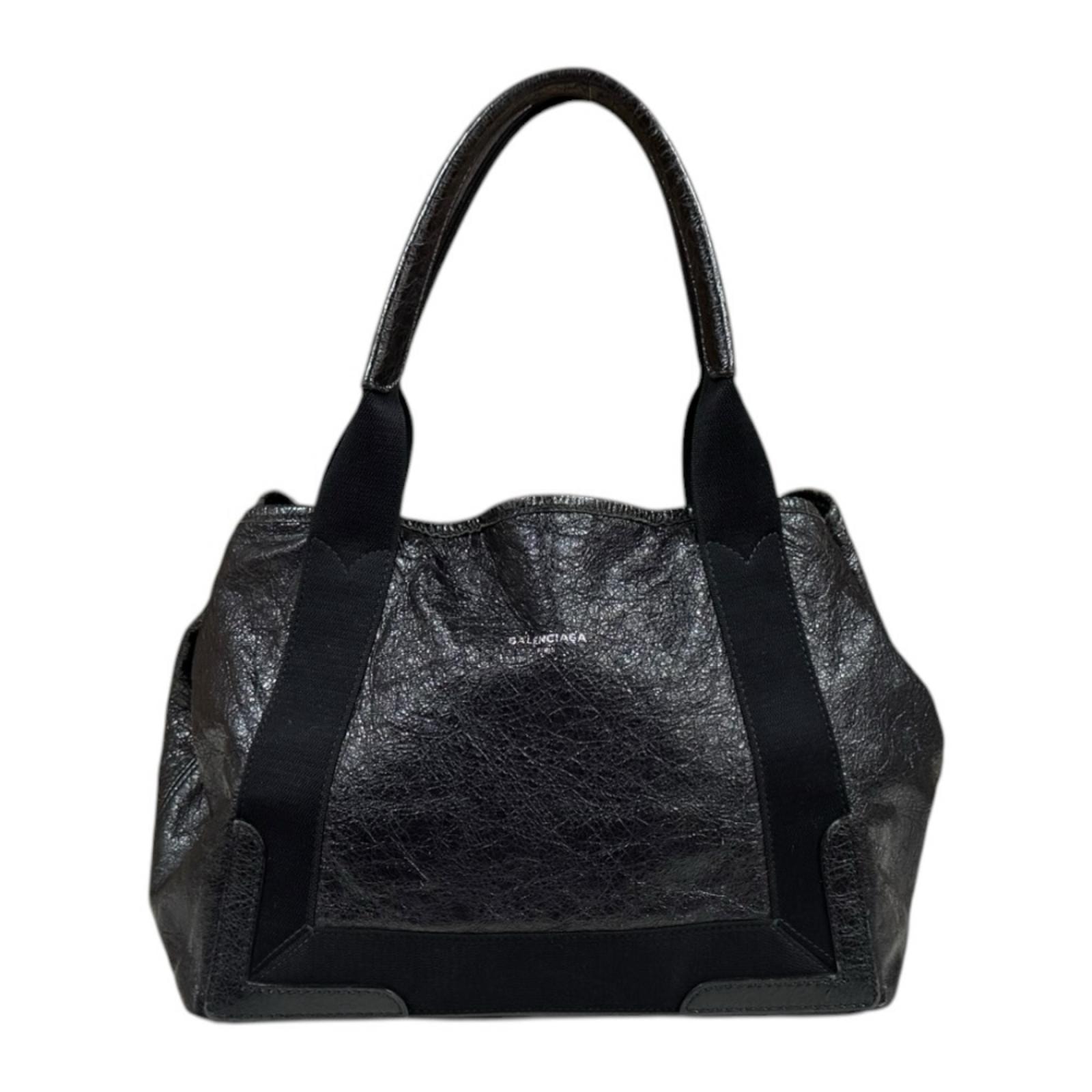 バレンシアガ ネイビーカバ S トートバッグ レザー 542017 ブラック レディース BALENCIAGA  中古