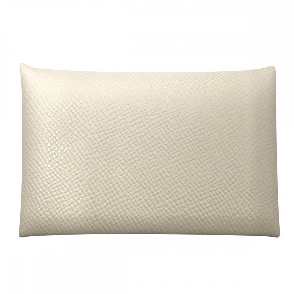 HERMES エルメス カードケース カルヴィ 名刺入れ アイボリー 小物 メンズ レディース 男女兼用 B刻印 ヴォーエプソン    クレ シルバー金具 ユニセックス 美品 2023年【中古品】