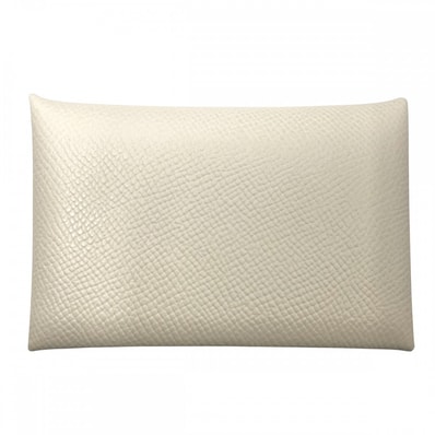 HERMES エルメス カードケース カルヴィ 名刺入れ アイボリー 小物 メンズ レディース 男女兼用 B刻印 ヴォーエプソン クレ シルバー金具 ユニセックス 美品 2023年【中古品】