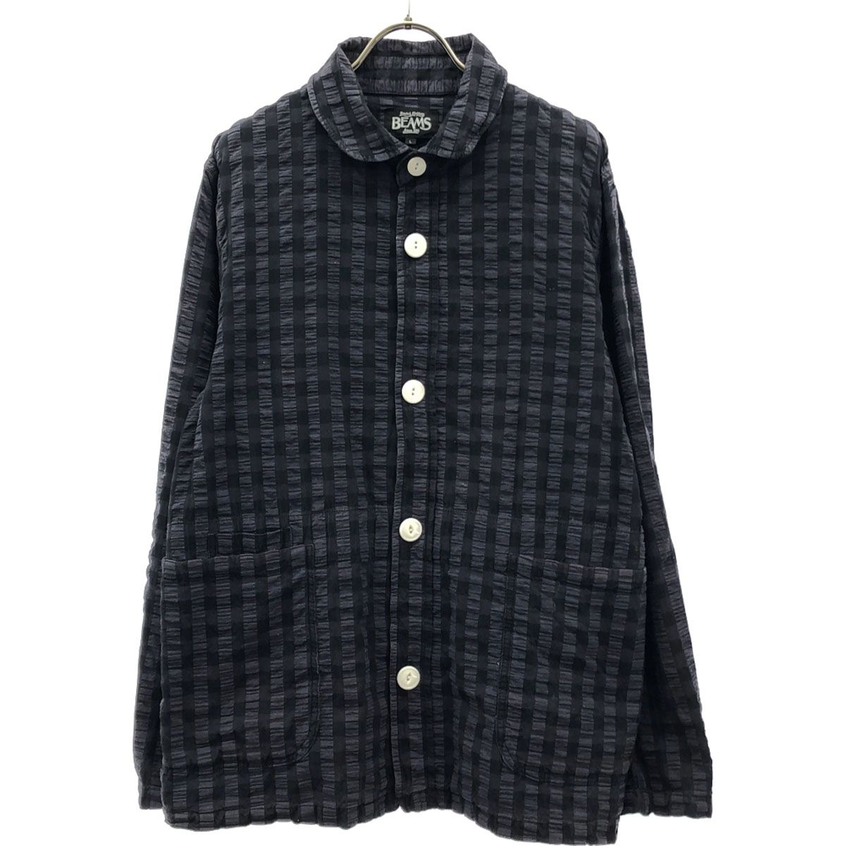 BEAMS ビームス チェック柄 シャツ ジャケット L ブラック系