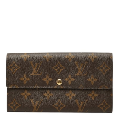 ルイ ヴィトン モノグラム ポシェット ポルト モネ クレディ 長財布 M61725 ブラウン PVC レザー レディース LOUIS VUITTON 中古