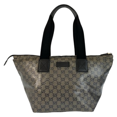GUCCI グッチ GGクリスタル グレー ブラック 黒 PVC トートバッグ ショルダーバッグ 601200 【中古】
