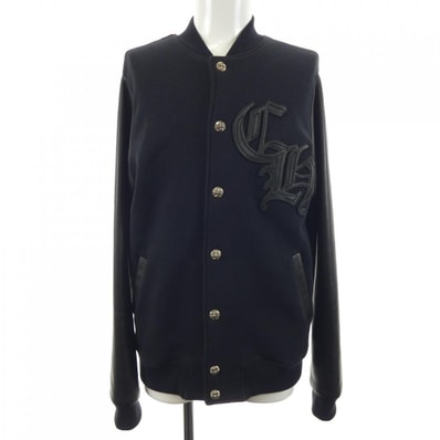 Chrome Hearts CH Patch Leather Bomber Jacket "Black"