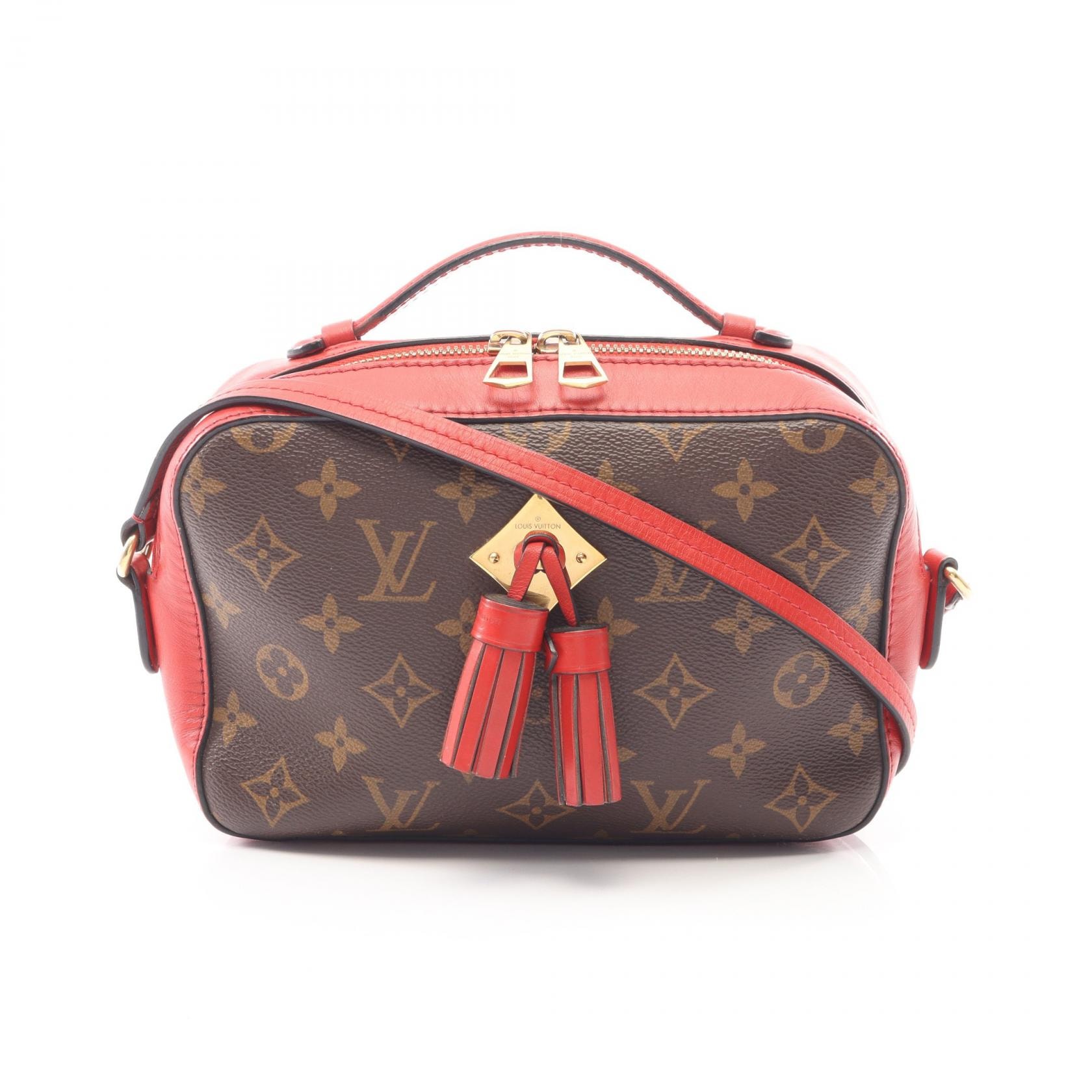 ルイ・ヴィトン LOUIS VUITTON サントンジュ ショルダーバッグ バッグ PVCコーティングキャンバス レザー モノグラム コクリコ レディース ブラウン系 / レッド系 M43556 【中古】