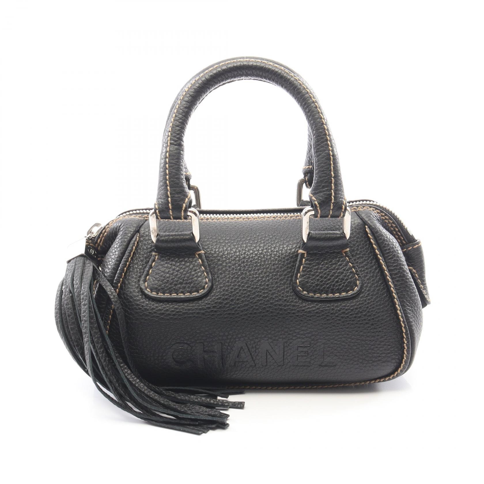 シャネル CHANEL ロゴ ハンドバッグ バッグ キャビアスキン(グレインドカーフ) レディース ブラック系 【中古】