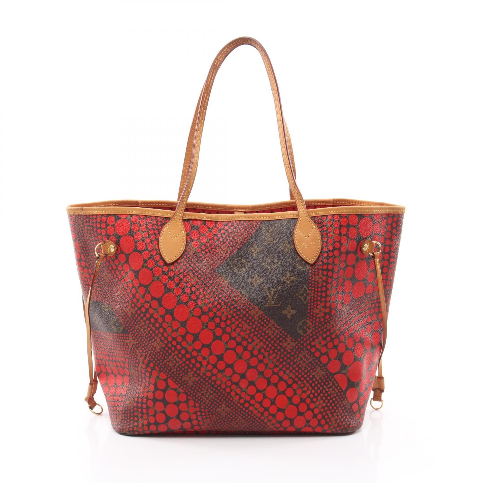 ルイ・ヴィトン LOUIS VUITTON ネヴァーフルMM モノグラムウェーブ ルージュ 草間彌生 トートバッグ バッグ PVCコーティングキャンバス レザー レッド レディース ブラウン系 / レッド系 M40686 【中古】