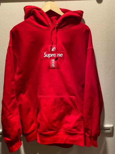 Supreme Cross Box Logo Hooded Sweatshirt "Red"