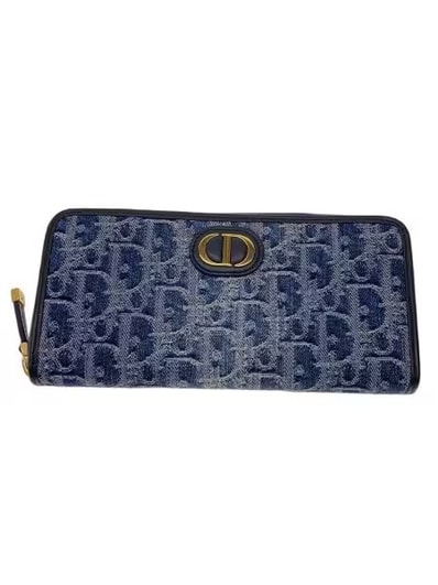 Dior 30 Montaigne Voyageur Long Wallet Denim Dior Oblique Jacquard "Blue"