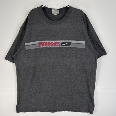 古着 00’s/00年代 ナイキ NIKE 半袖Tシャツ センター プリント ロゴ Y2K クルーネック M グレー メンズ