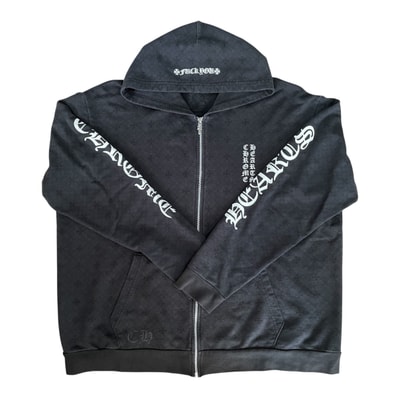 Chrome Hearts CH Plus Patterned Zip Up Hoodie "Black/Silver"