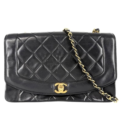 CHANEL シャネル ショルダーバッグ チェーンショルダーバッグ ココマーク 肩掛け 斜め掛け ラムスキン ブラック 黒 ゴールド金具 レディース【中古品】
