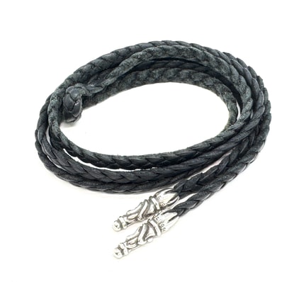 Chrome Hearts Tiny Scroll Leather Blade Chip "Silver"