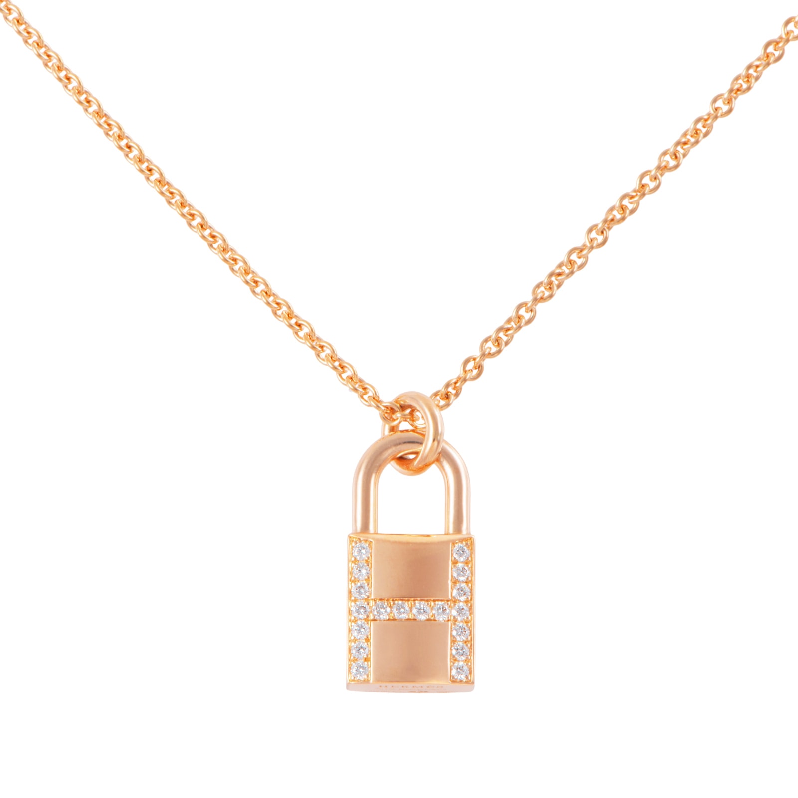HERMES エルメス アミュレット カデナケリー ネックレス 121332B 00 ペンダント K18PG ダイヤモンド ピンク ゴールド【中古】