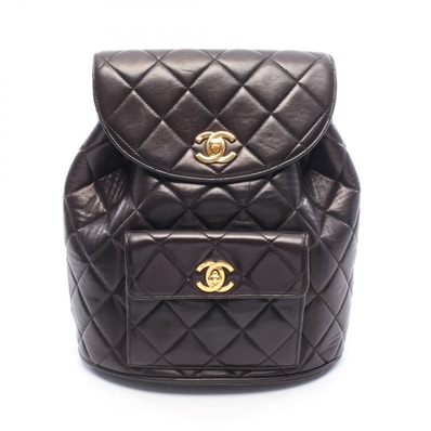 シャネル CHANEL マトラッセ ターンロック チェーン リュックサック バックパック バッグ ラムスキン(羊革) レディース ブラック系 【中古】