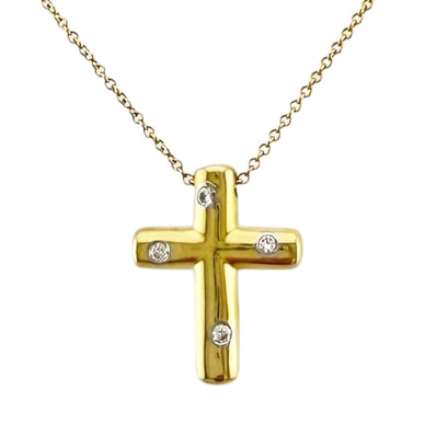 ティファニー ドッツクロス ネックレス 18金 K18イエローゴールド ダイヤモンド レディース TIFFANY&Co. 中古