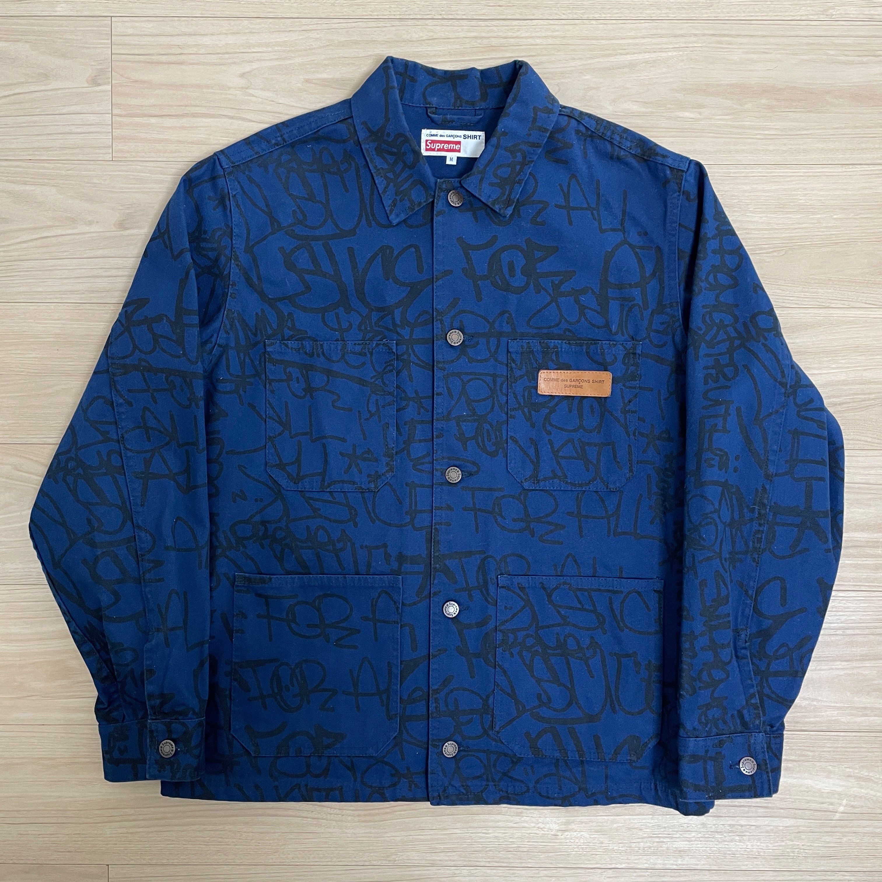 Supreme / Comme des Garçons SHIRT® Painted Canvas Chore Coat "Navy"