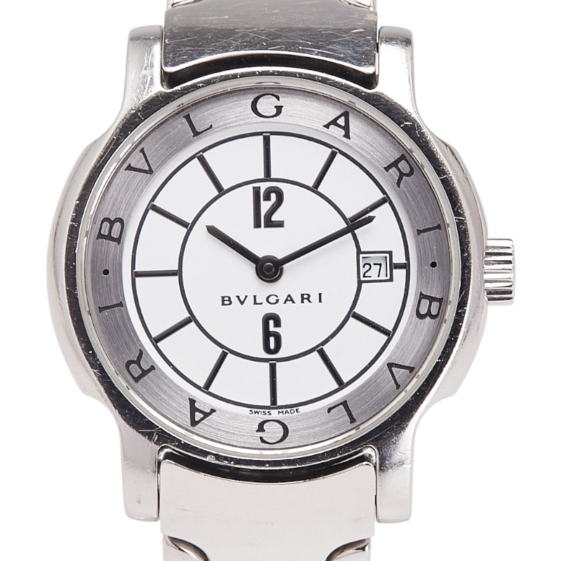 ブルガリ ソロテンポ デイト 腕時計 ST29S クオーツ ホワイト文字盤 ステンレススチール レディース BVLGARI 【中古】