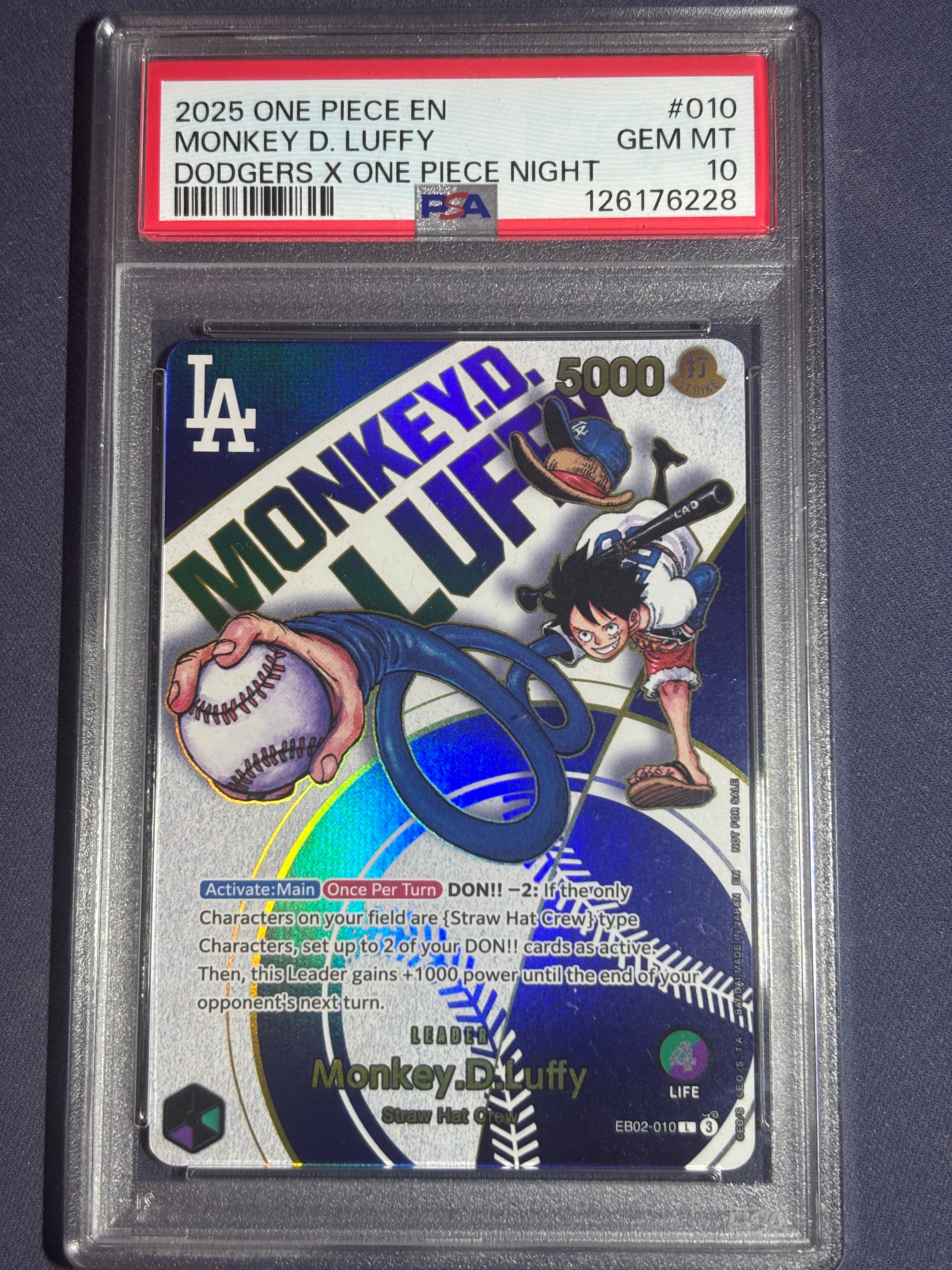 モンキー・D・ルフィ L [EB02-010]【英語版】(プロモーションカード「ワンピースカードゲーム x ロサンゼルスドジャース」)