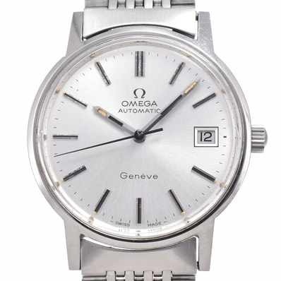 オメガ OMEGA 166.0163 ヴィンテージ ジュネーブ デイト Cal.1012 シルバー 自動巻き メンズ 良品 腕時計 G#149953