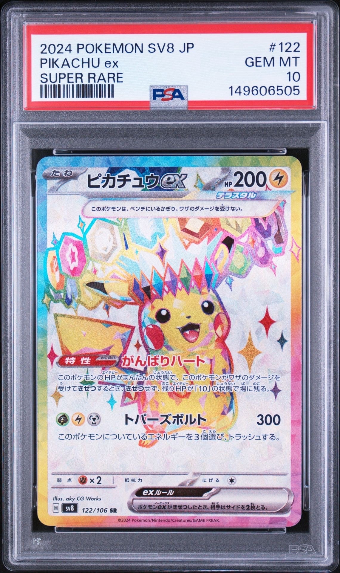 ピカチュウex 【SR】122/106 ピカチュウex SR [SV8 122/106](拡張パック「超電ブレイカー」)の新品