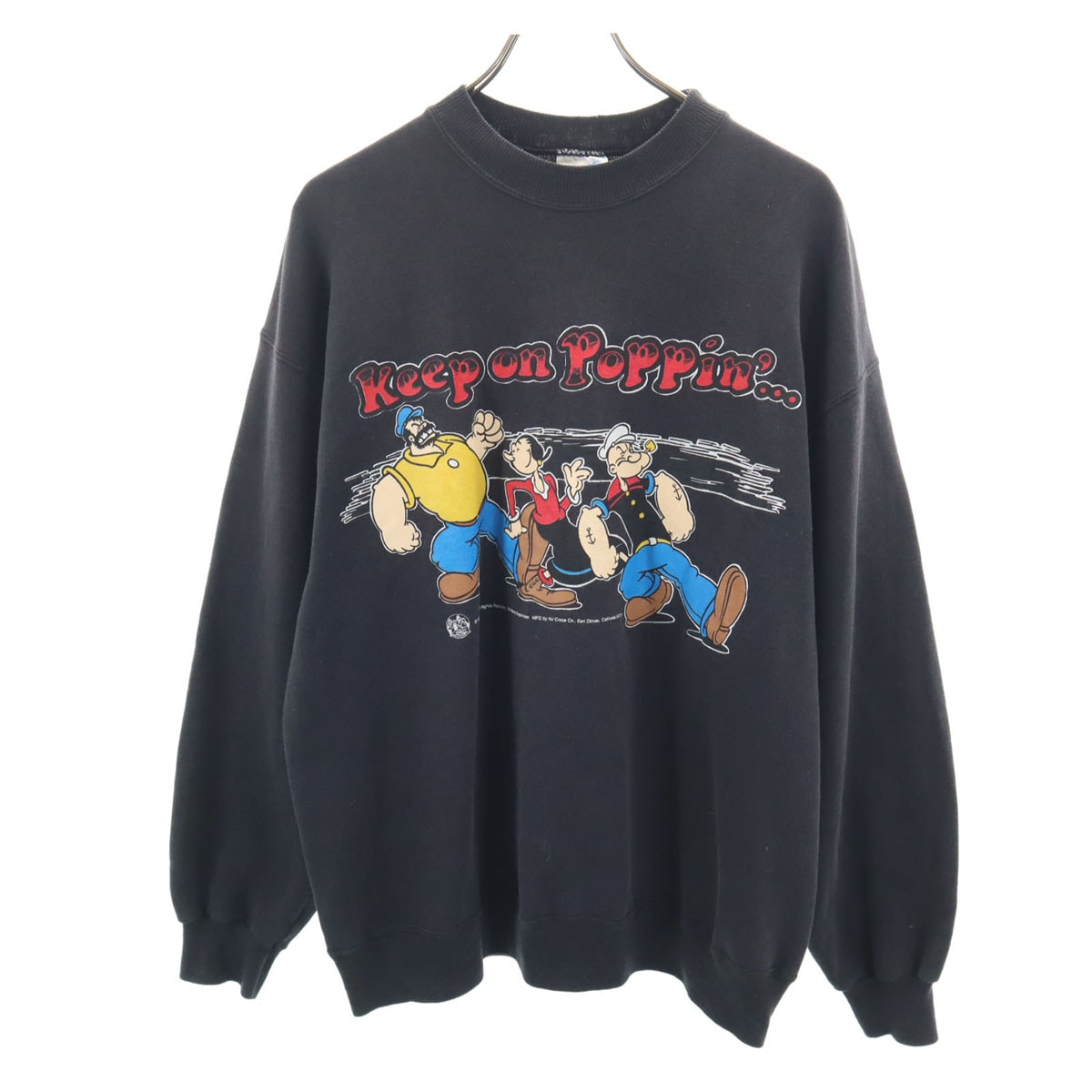 Hanes ヘインズ 90s オールド ポパイ 長袖 スウェット トレーナー XL ブラック