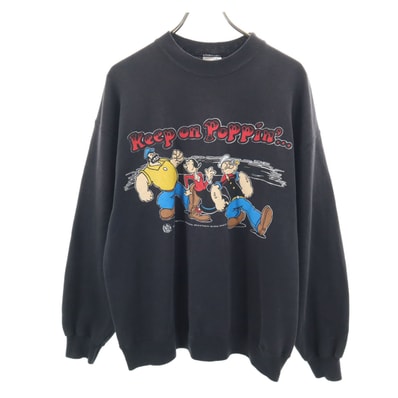 Hanes ヘインズ 90s オールド ポパイ 長袖 スウェット トレーナー XL ブラック