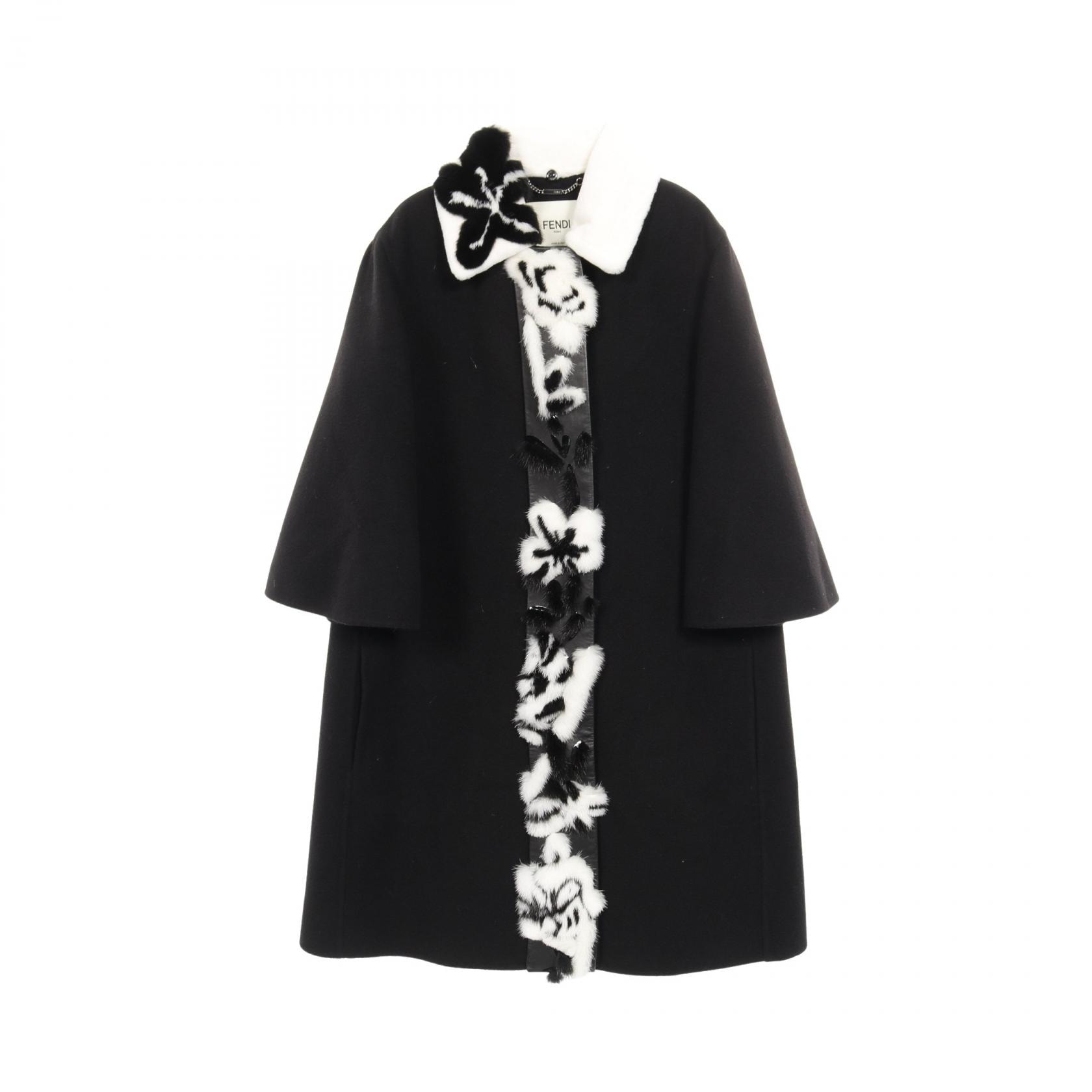 フェンディ FENDI 衣料品 アウター カシミヤ ミンク レディース ブラック系 / ホワイト系 【中古】