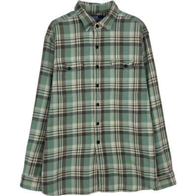 古着 ラルフローレン Ralph Lauren POLO by Ralph Lauren MATLOCK 長袖 ライトネルチェックシャツ メンズL相当/eaa477790
