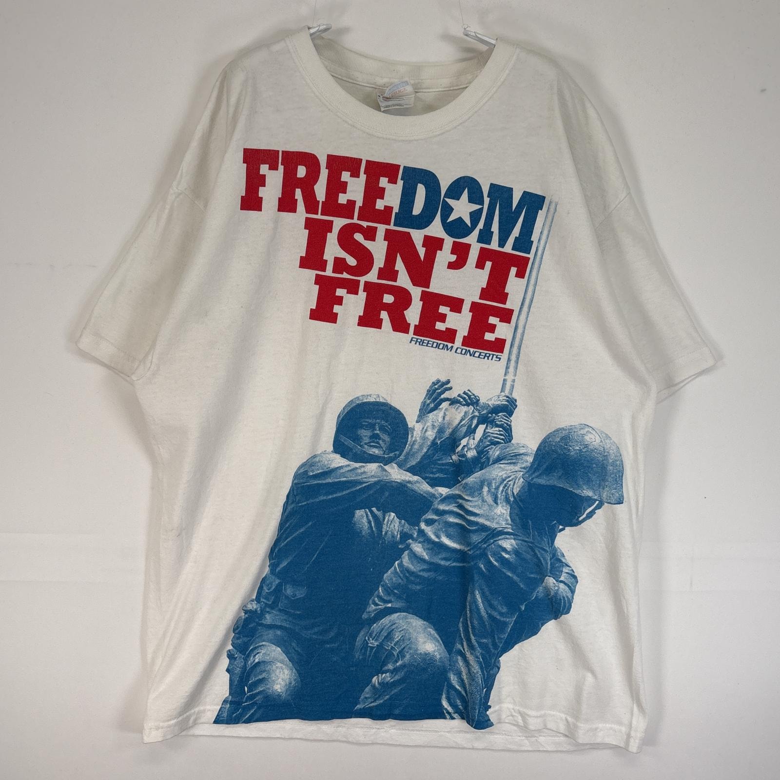 古着 ヘインズ Hanes 半袖Tシャツ 大判 ラバープリント FREEDOM CONCERTS ショーン・ハニティー アメリカ軍 L ホワイト メンズ