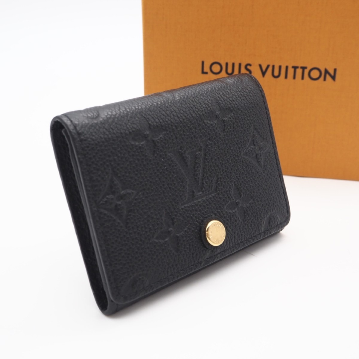 美品 LOUIS VUITTON ルイ・ヴィトン モノグラム アンプラント アンヴェロップカルトドゥヴィジット ノワール M58456 カードケース ブラック カーフレザー レディース