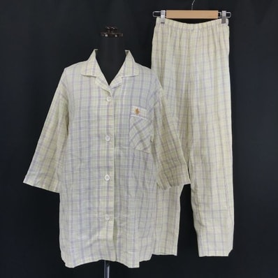 Made in Japan★POLO RALPH LAUREN★上下セットアップ/パジャマ/ルームウェア【Womens size -M/黄色/yellow/チェック柄】Set up◆BH16