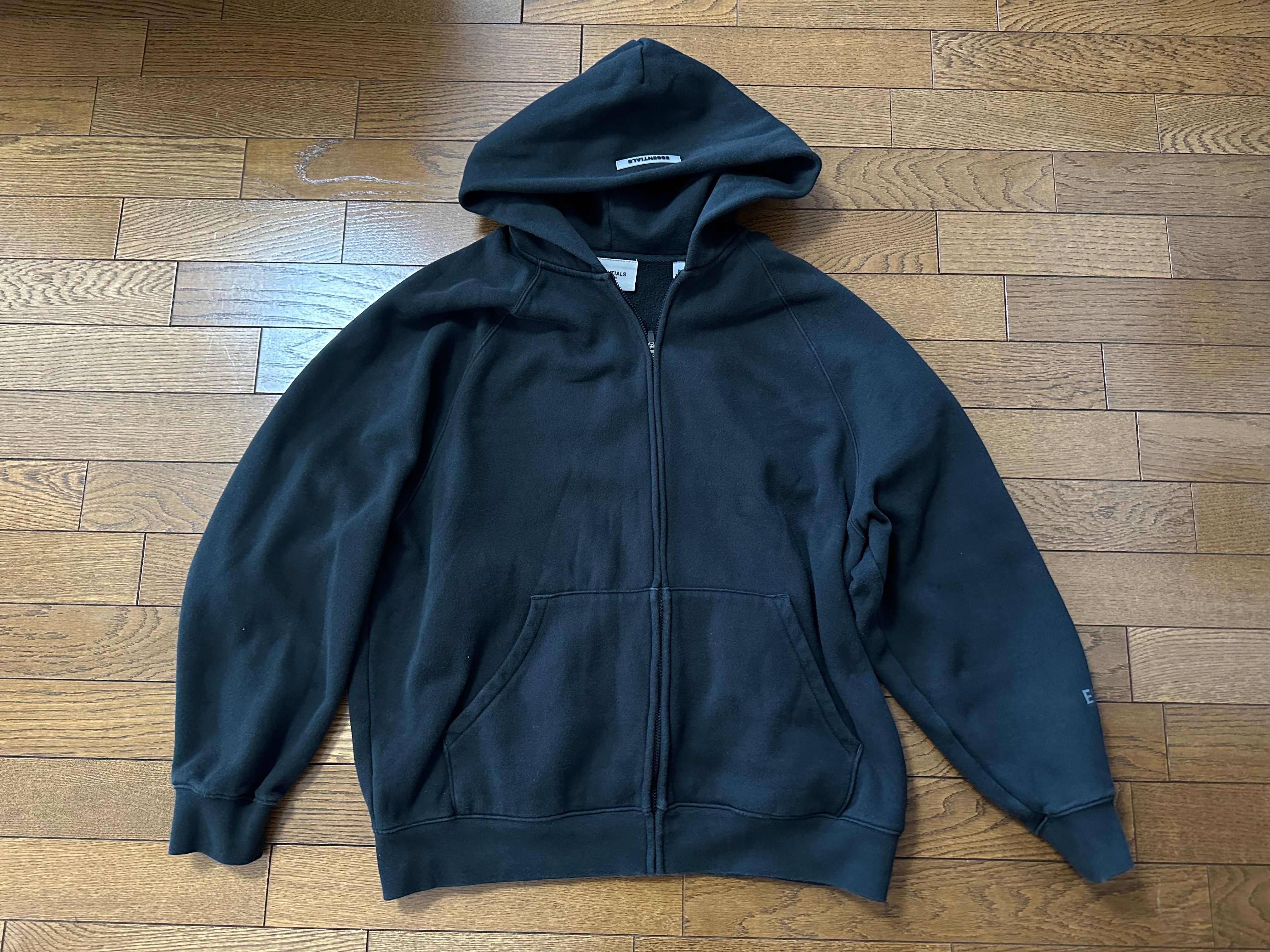 FEAR OF GOD ESSENTIALS 3D Silicon Applique Full Zip Up Hoodie "Black"