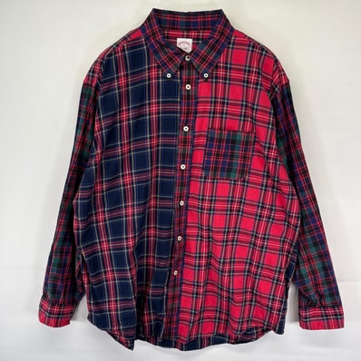 古着 ブルックスブラザーズ Brooks Brothers 長袖シャツ ボタンダウン 1818 大きいサイズ XL レッド系 チェック メンズ