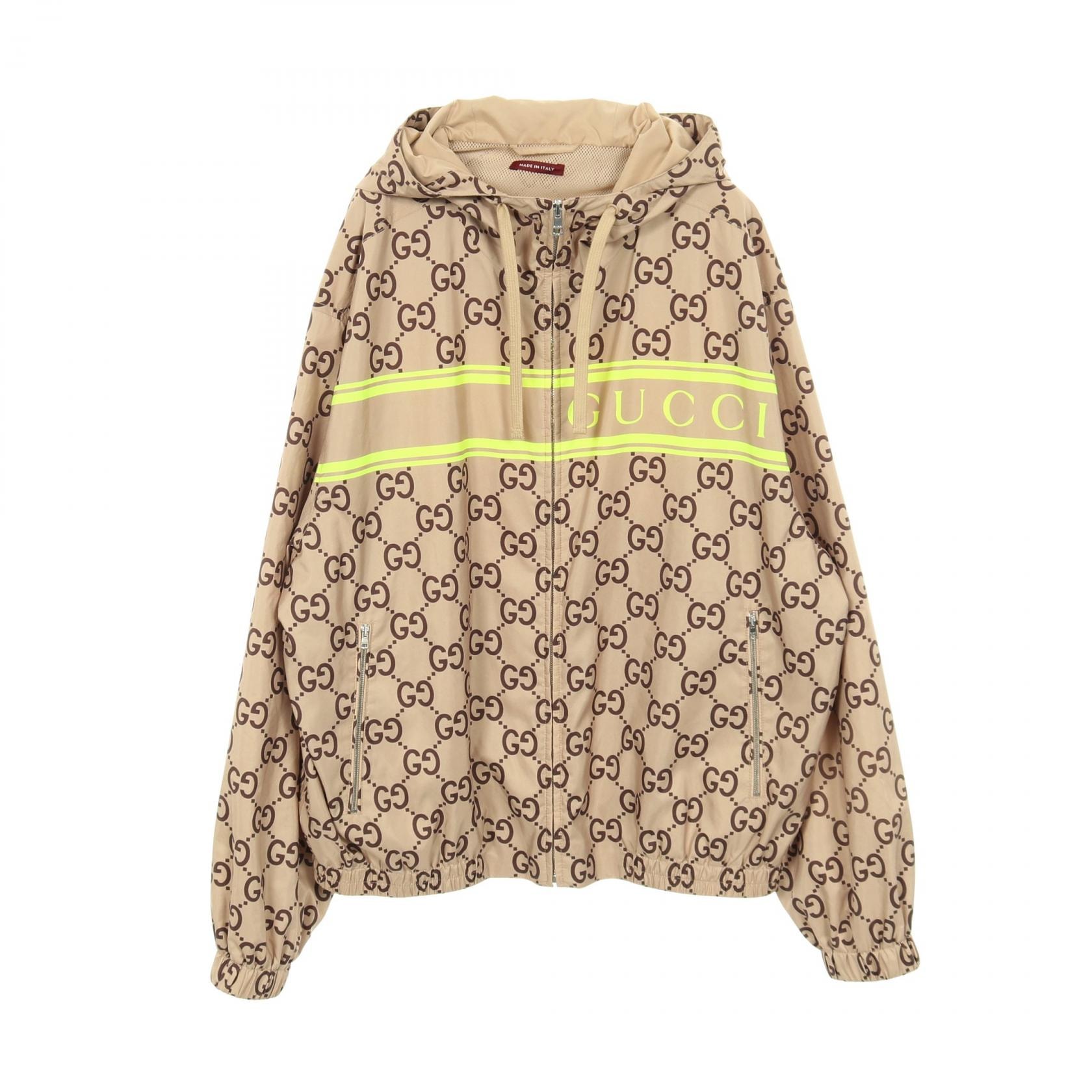 グッチ GUCCI GGプリント フーデッド 衣料品 アウター ポリエステル メンズ ベージュ系 / イエロー系 【中古】