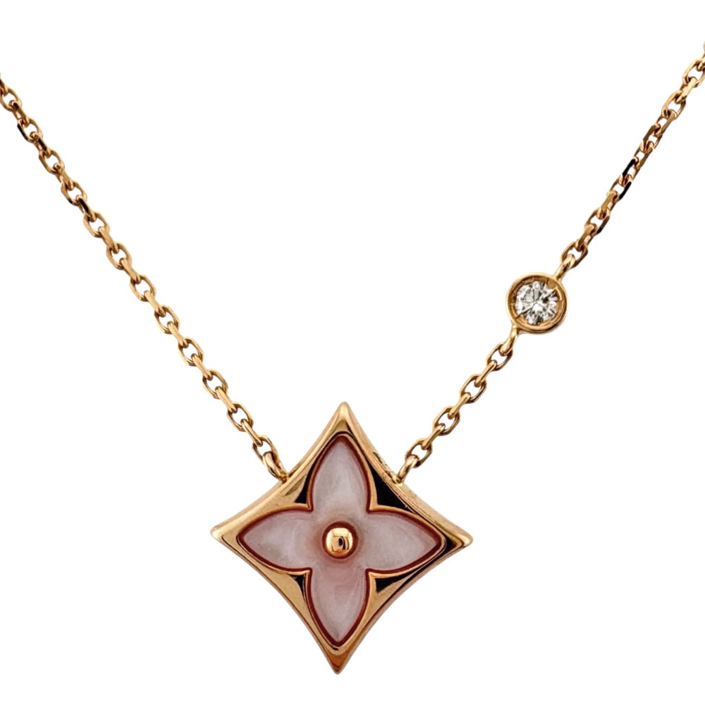 ルイヴィトン スター ブロッサム BB ネックレス 18金 K18ピンクゴールド ピンク マザー・オブ・パール Q93612 レディース LOUIS VUITTON  中古