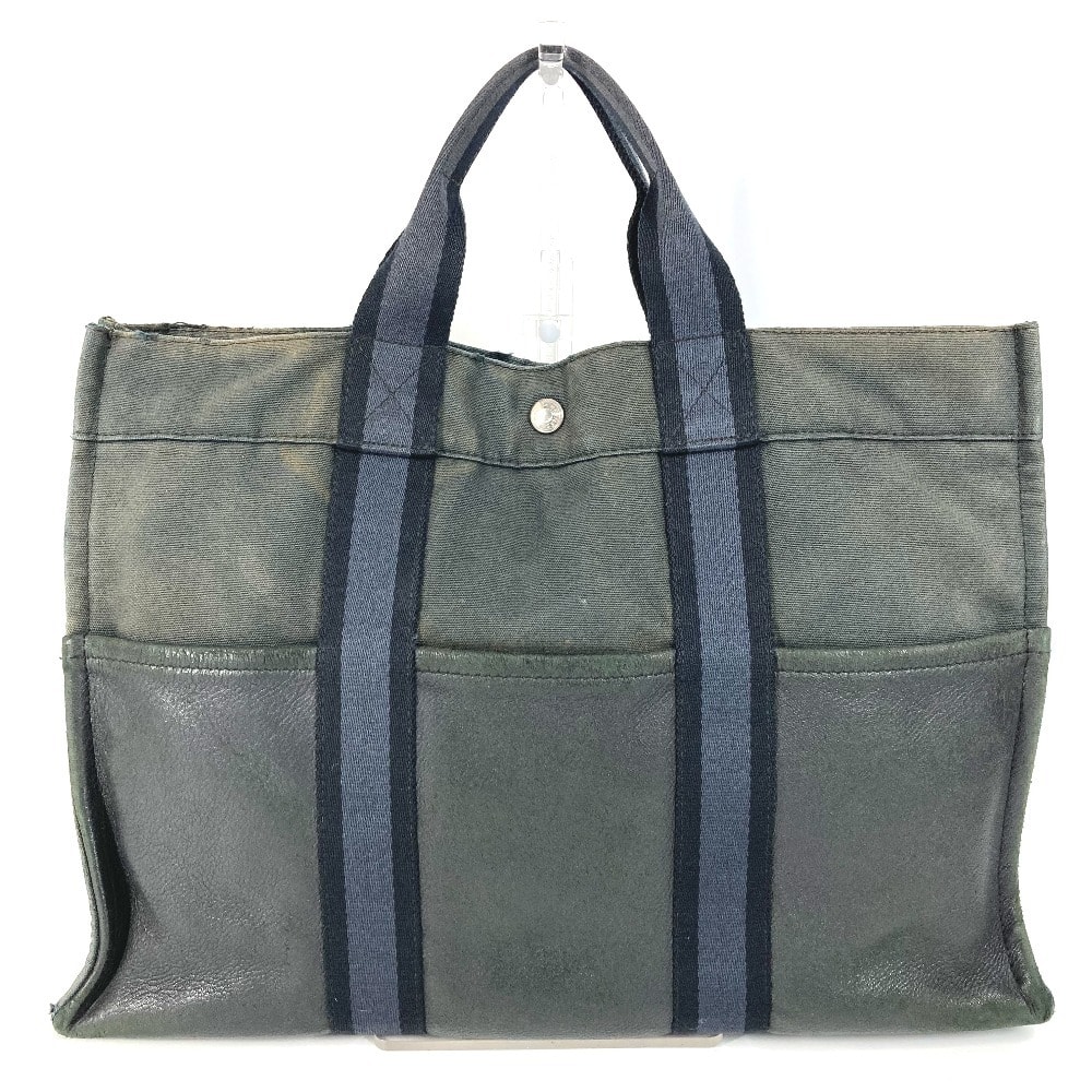 エルメス HERMES フールトゥMM フールトゥ MM ハーフレザー 革 カバン トートバッグ ハンドバッグ レザー/キャンバス ブラック