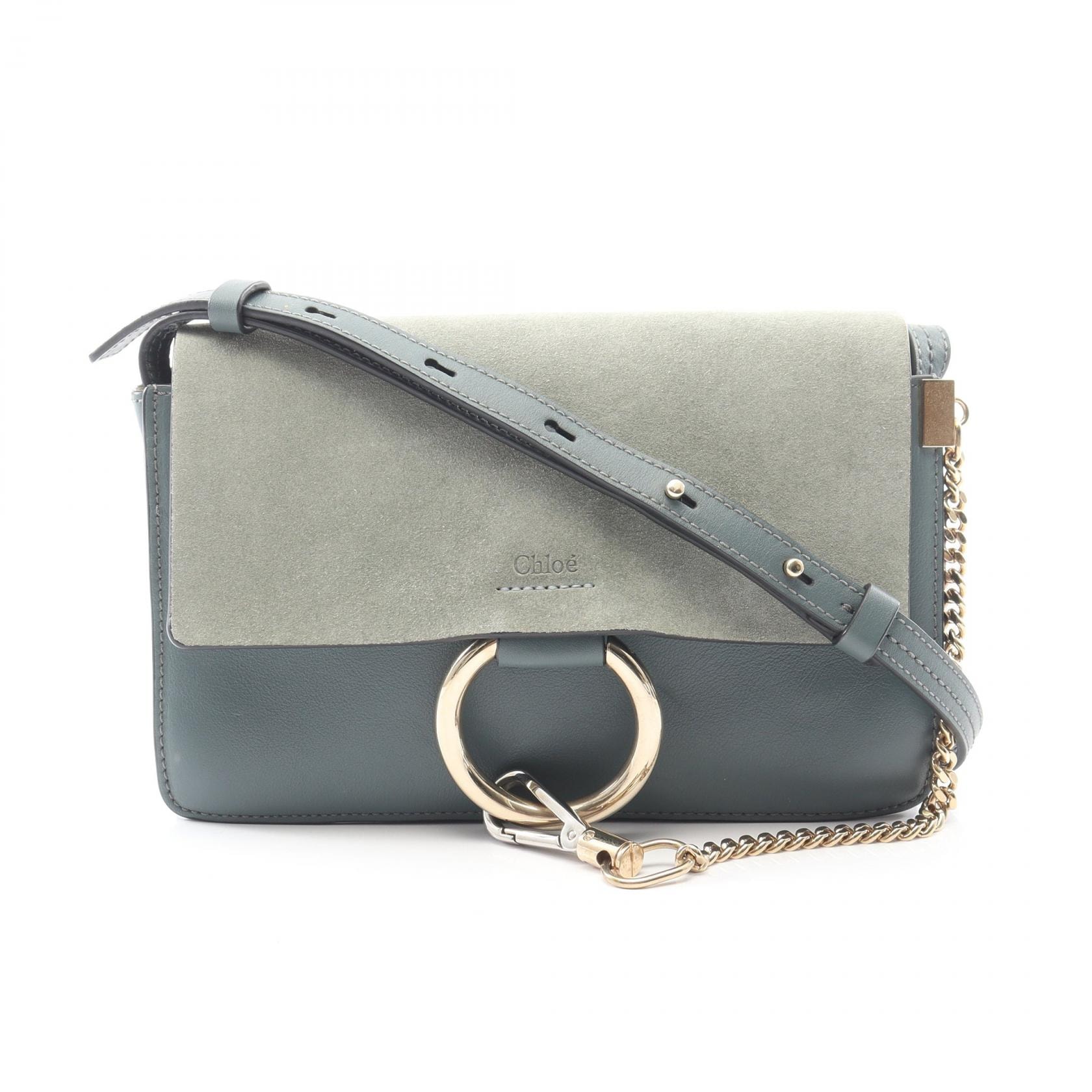 クロエ Chloe FAYE フェイ ショルダーバッグ バッグ スウェード レザー レディース ブルー系 / グリーン系 【中古】