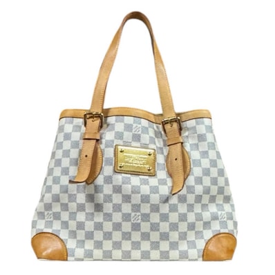 ルイヴィトン ハムステッドMM ダミエアズール トートバッグ ダミエアズールキャンバス N51206 ホワイト レディース LOUIS VUITTON 中古