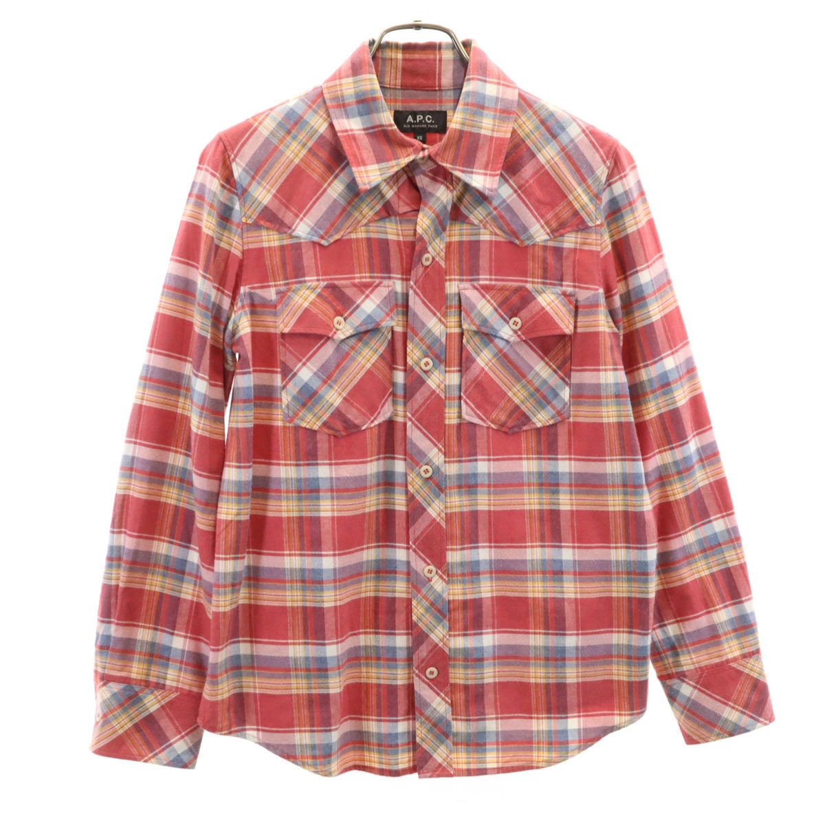 A.P.C. アーペーセー チェック柄 長袖 シャツ XS レッド系