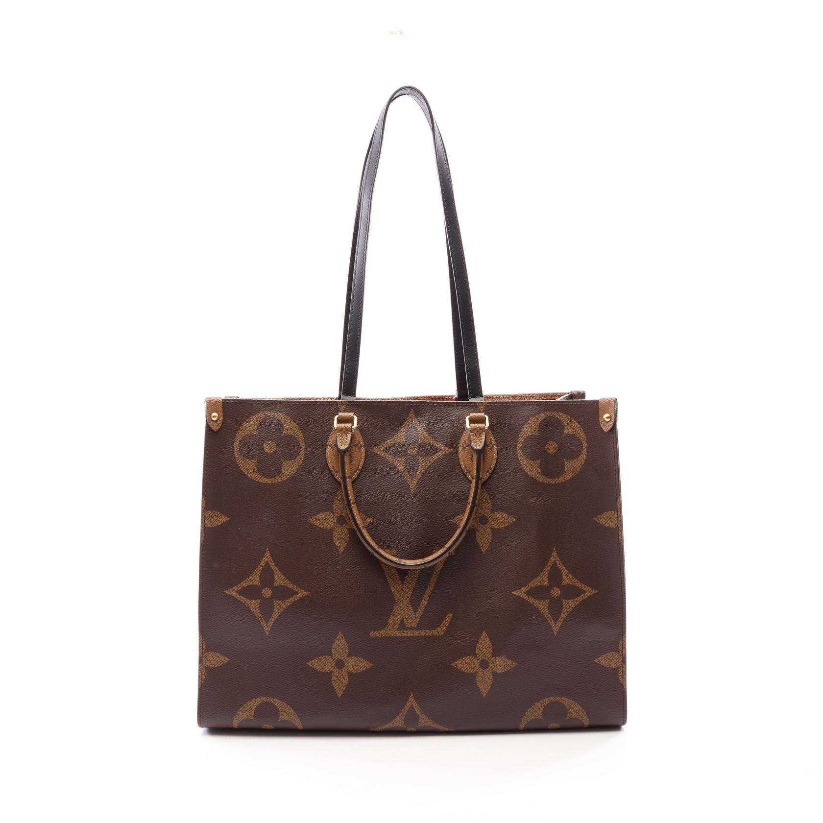 ルイ・ヴィトン LOUIS VUITTON オンザゴーGM モノグラムジャイアント モノグラムリバース 2WAY ショルダーバッグ バッグ PVCコーティングキャンバス レザー レディース ブラウン系 M45320 【中古】