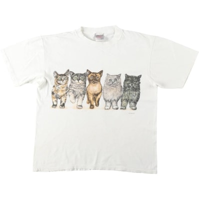 古着 90年代 オニータ ONEITA POWER-T ネコ柄 アニマルTシャツ USA製 メンズL相当 ヴィンテージ/eaa646522