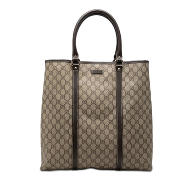 グッチ GGスプリーム トートバッグ 223668 ベージュ ブラウン PVC レザー レディース GUCCI 【中古】