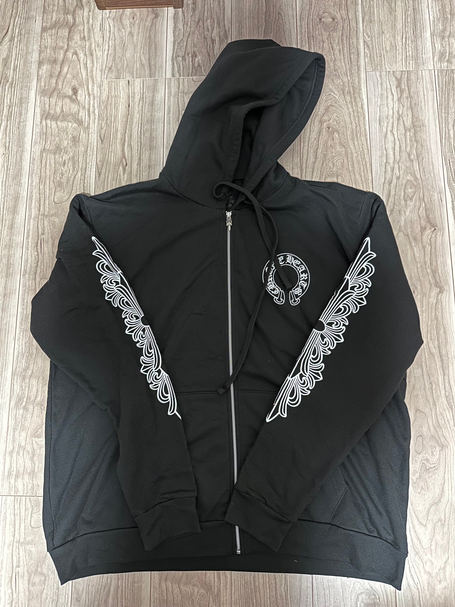Chrome Hearts Horseshoe Floral Cross Fleece Zip-Up Hoodie "Black"
