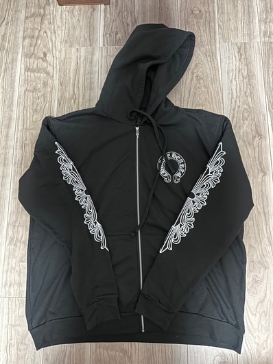 Chrome Hearts Horseshoe Floral Cross Fleece Zip-Up Hoodie "Black"